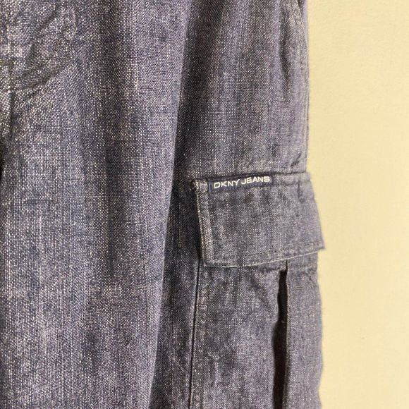 DKNY 100% Linen Dark Blue Cargo Pant - Picture 5 of 6